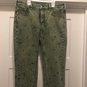 Pilcro High Rise Boyfriend Jeans Green Embroidered The Borrowed